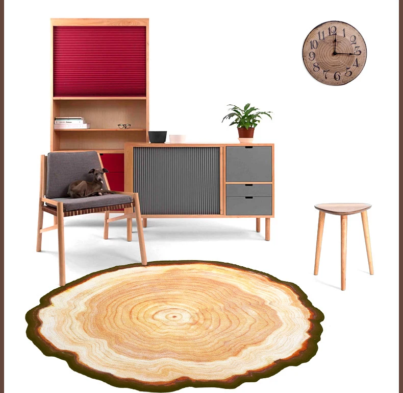 3D Antique Wood Tree Annual Ring Round Carpet for Bedroom Computer Chair Area Rugs Kids Bedroom Play Mat Coffee Table Mats