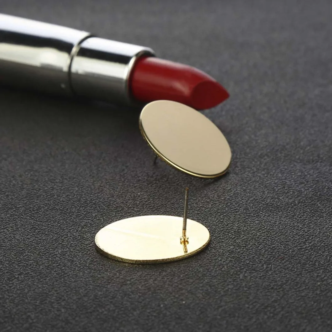 1Pair High Quality Gold Metal Circle Stud Earrings Minimalist Geometric Round Ear Stud Fashion  Jewelry Gift For Women