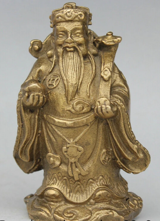 

zhaorui5886553" Chinese Brass Stand Mammon Money Wealth God RuYI YuanBao wealth Statue