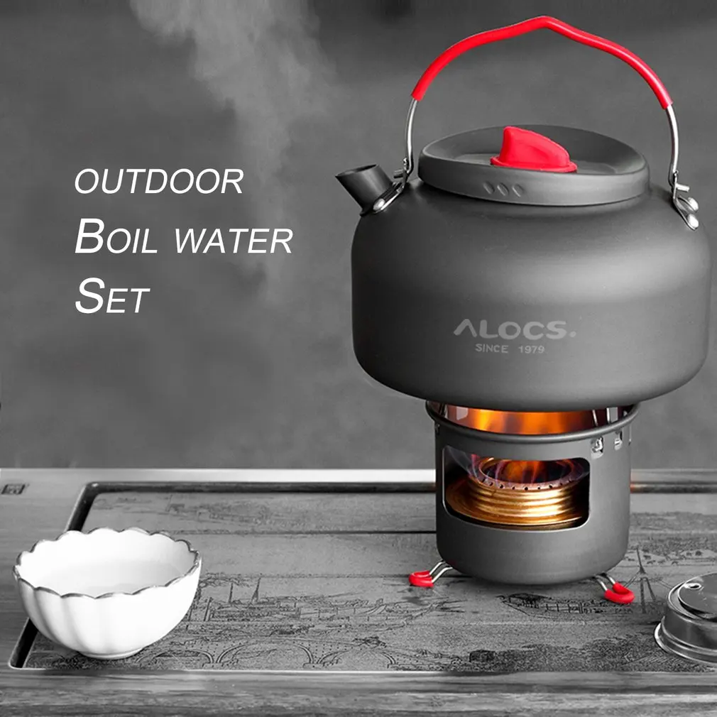 Alocs CW-K04 al aire libre hervidor de agua de viaje de Camping Picnic de utensilios de cocina de aluminio ultraligero 1.4L capacidad olla de agua tetera taza de café