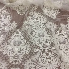 5 ярдов за штуку вышивка бисером французский чистая кружевной ткани тюль кружевной ткани для праздничное платье