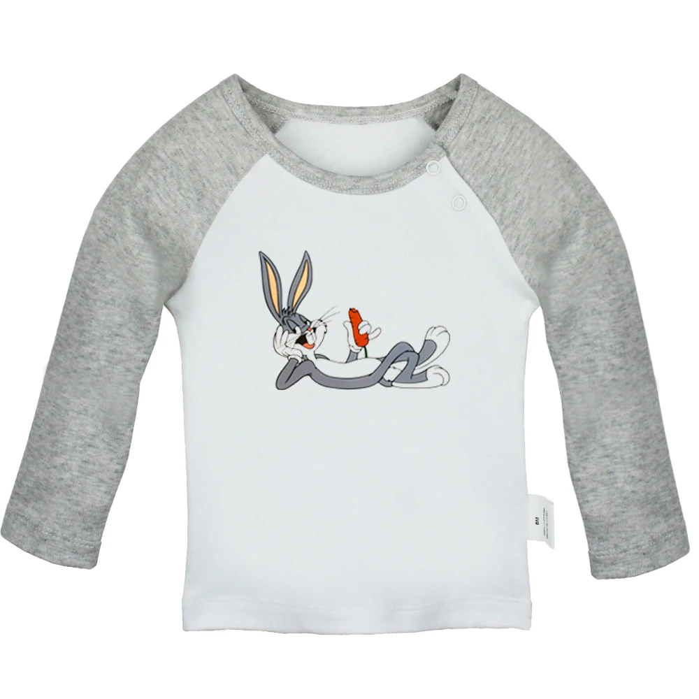 

Cartoon Cute Rabbit Bugs Bunny and Tweety Birds Black Cat Newborn Baby T-shirts Toddler Graphic Raglan Color Long Sleeve Tee Top