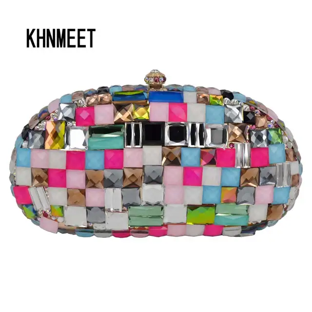 Aliexpress Fashion Multicolor Luxury Glass Women Clutch Fashion Multicolor Luxury Glass Women Clutch Bag Party Purse Las Wedding Bridal Female Chain Handbags