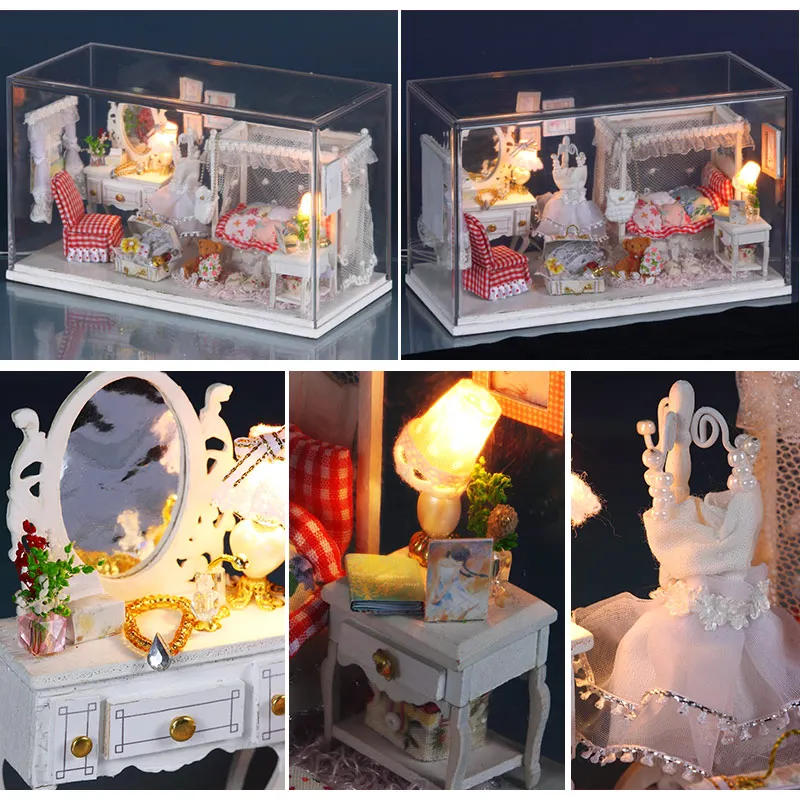 DIY Miniature Girl Furniture Doll House 3D Wooden Dolls Houses Miniature dollhouse Toys for children Furniture Kit