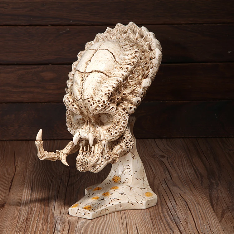 1:1 Смола Хищник против чужеродного черепа Череп Хищника коллекция статуя для Хэллоуина подарок на праздник - Цвет: Белый