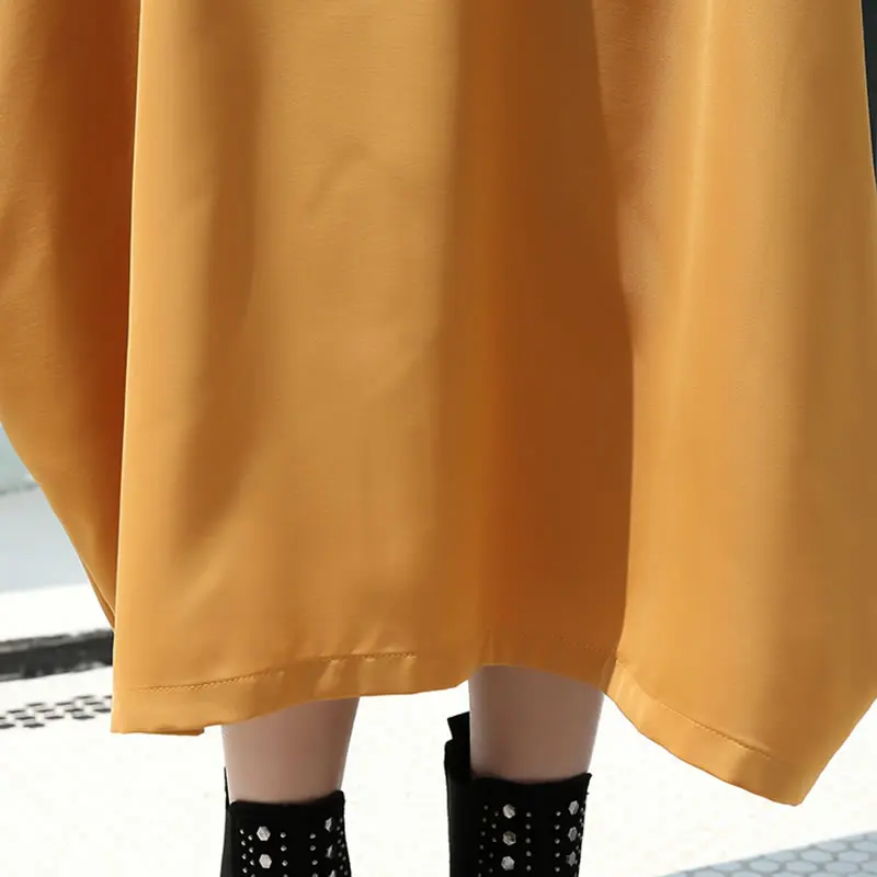 [XITAO] свободное женское корейское модное летнее платье с отложным воротником и длинным рукавом, женское однотонное Повседневное платье с карманами ZLL3385