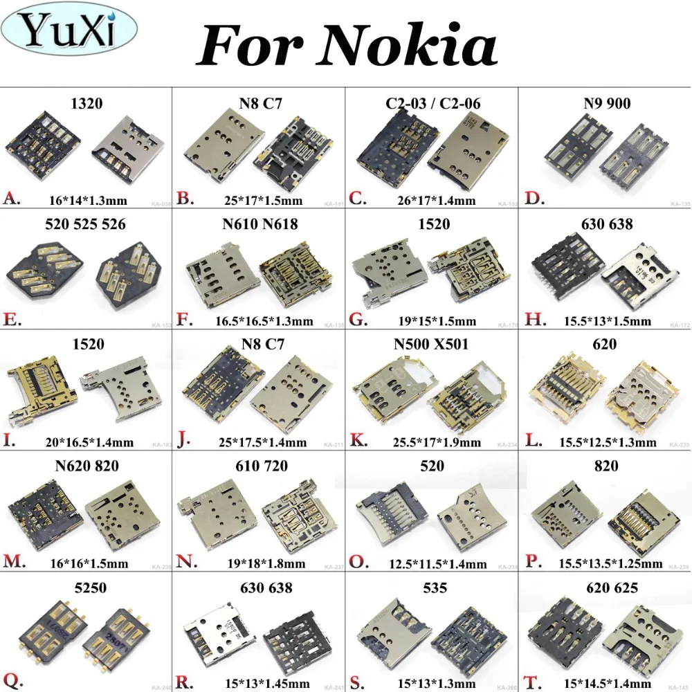 

YuXi For Nokia Lumia 5250 630 638 535 620 625 1520 530 535 SIM Card Adapters Slot Tray Holder Socket Reader Module Repair Part