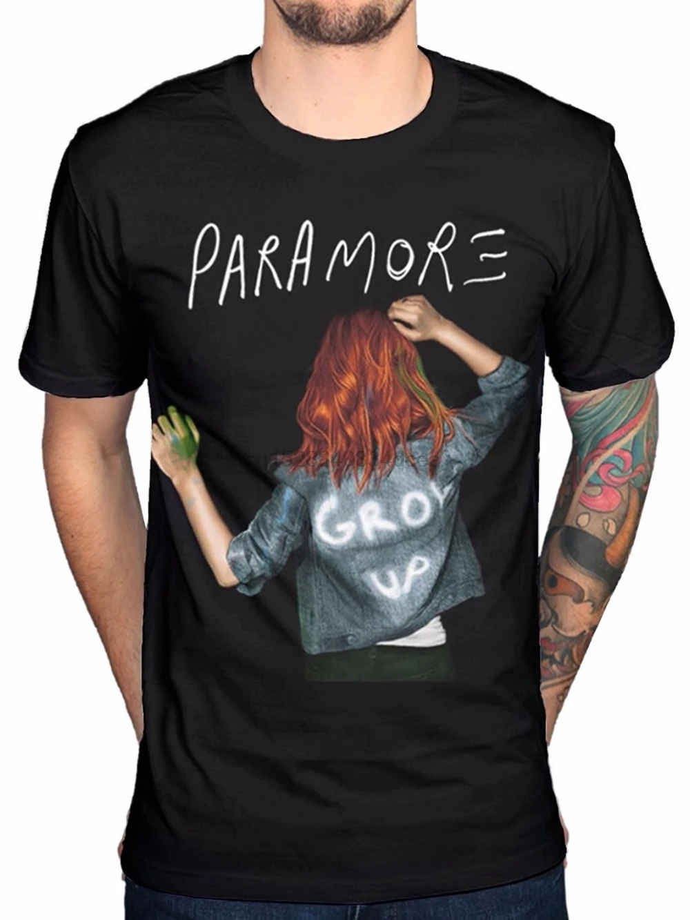 

Custom Funny Mens T Shirt Paramore Grow Up Tee T Shirt Black Short Sleeve Summer Men T Shirts