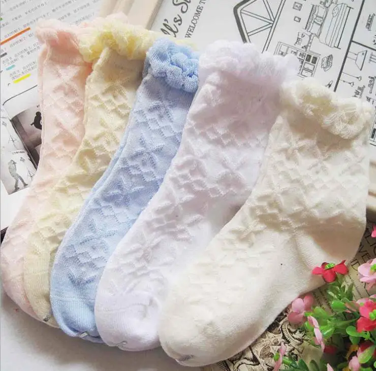 Весенне-летние тонкие хлопковые носки унисекс с кружевом для малышей 1-3 лет мягкие цветные детские носки 10 пар/партия - Цвет: mix