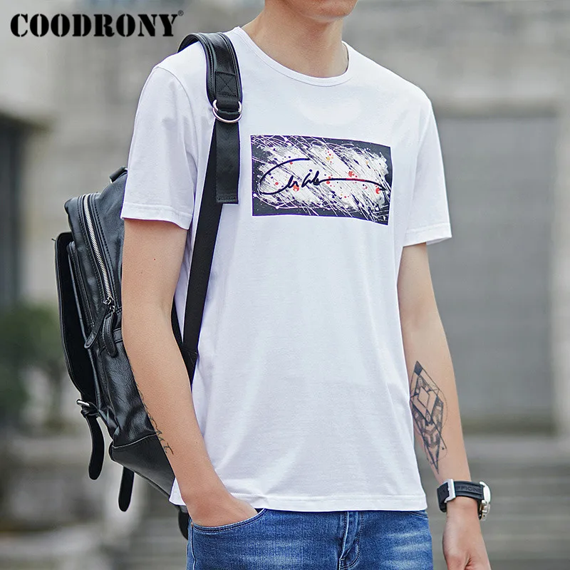 

COODRONY Fashion Print Short Sleeve T-Shirt Men Summer Casual Streetwear T Shirt Men Tshirt Cotton O-Neck Tee Shirt Homme S95082