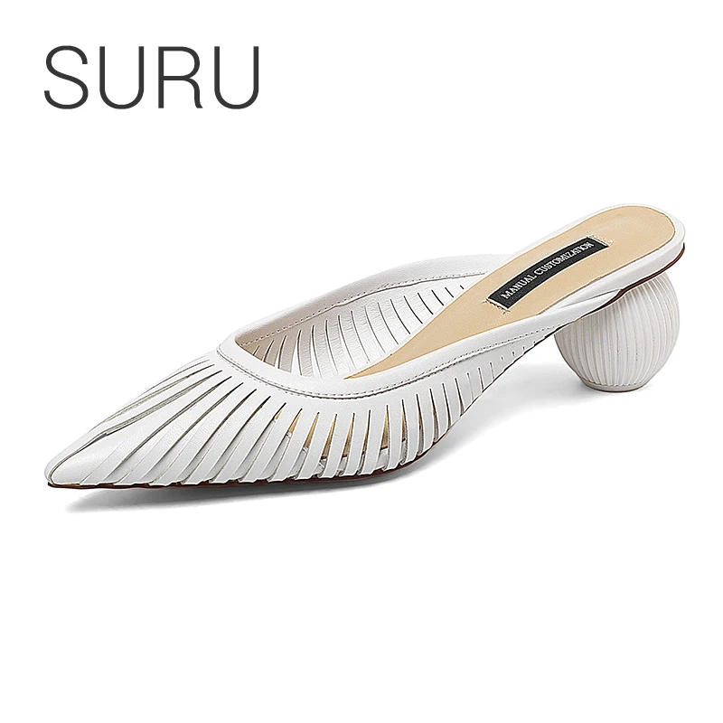 

SURU Stripe Mules Shoes With Egg Heel