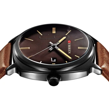 

Curren Luxury Brand Men's Wristwatch Quartz Wrist Watch Men Waterproof Brown Leather Strap Fashion Watches Relogio Masculino