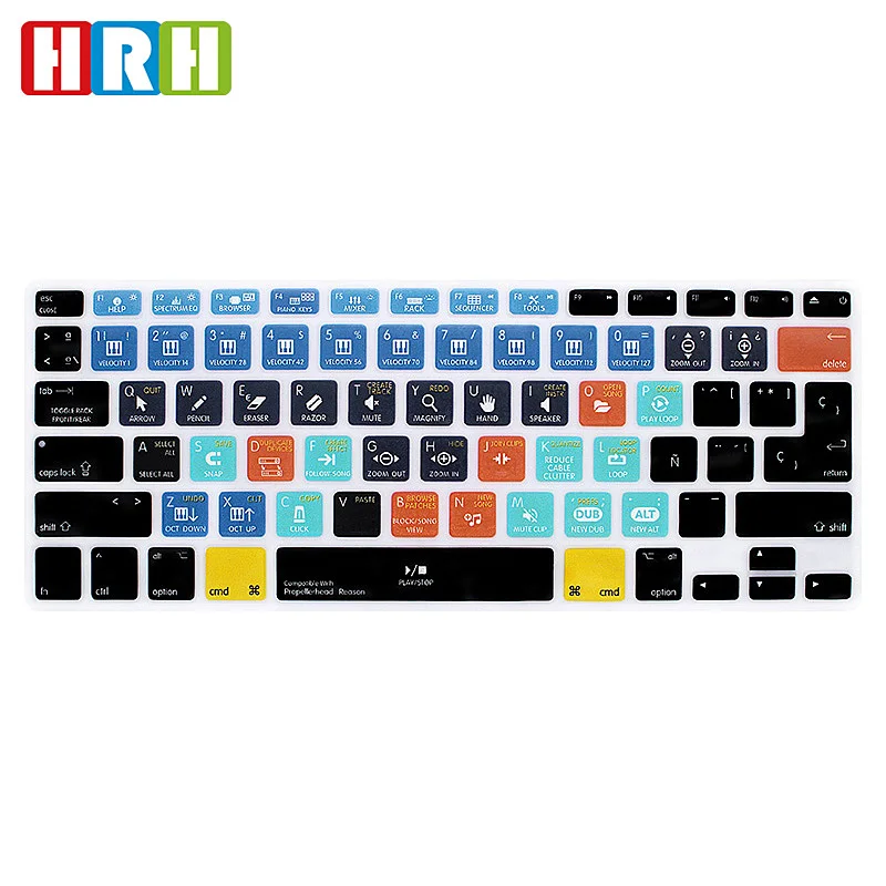 

HRH Propellerhead Reason Spanish Hotkey Function Silicone Keyboard Cover Protector Skin For Macbook Air Pro Retina 13"15"17EU/US