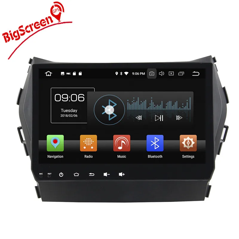 Excellent Bigscreen Android 8.0 car DVD octa Core 4GB RAM 32GB rom multimedia player for hyundai IX45 santa fe 2014+ gps stereo head units 8