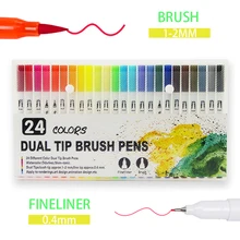 0,4 тонкие маркеры и кисть Highligter набор ручек из 24 для взрослых книжка-раскраска