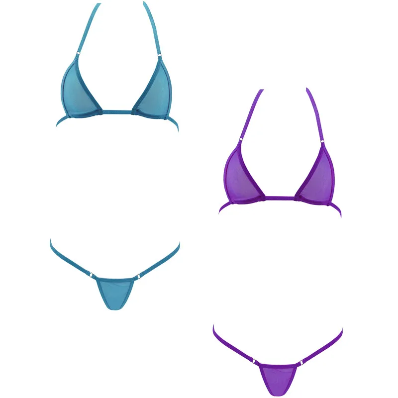 

Sexy Mini Micro Exotic Bikini Swimwear Women's transparent Triangle Bathingsuit G-string Thong Lingerie Underwear Set Nightwear