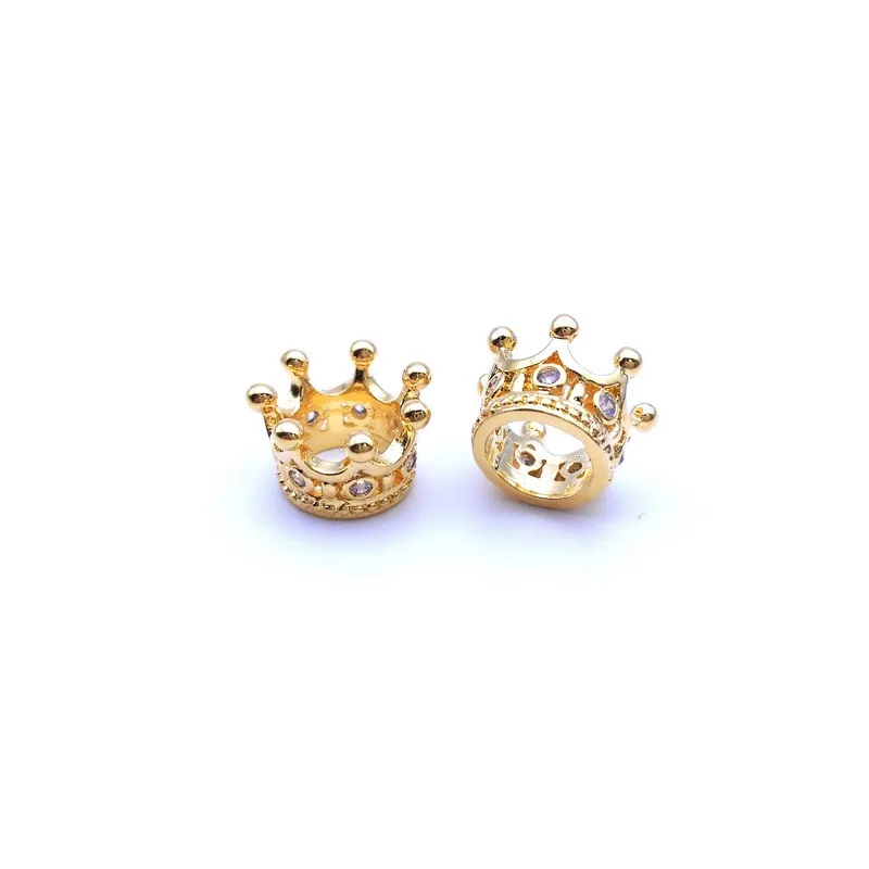 

2018 New Arrival!Micro Pave CZ Cubic Zirconia Crown Charm Metal for Jewelry Bracelet DIY Making Spacer Bead Zirconia Crown Beads