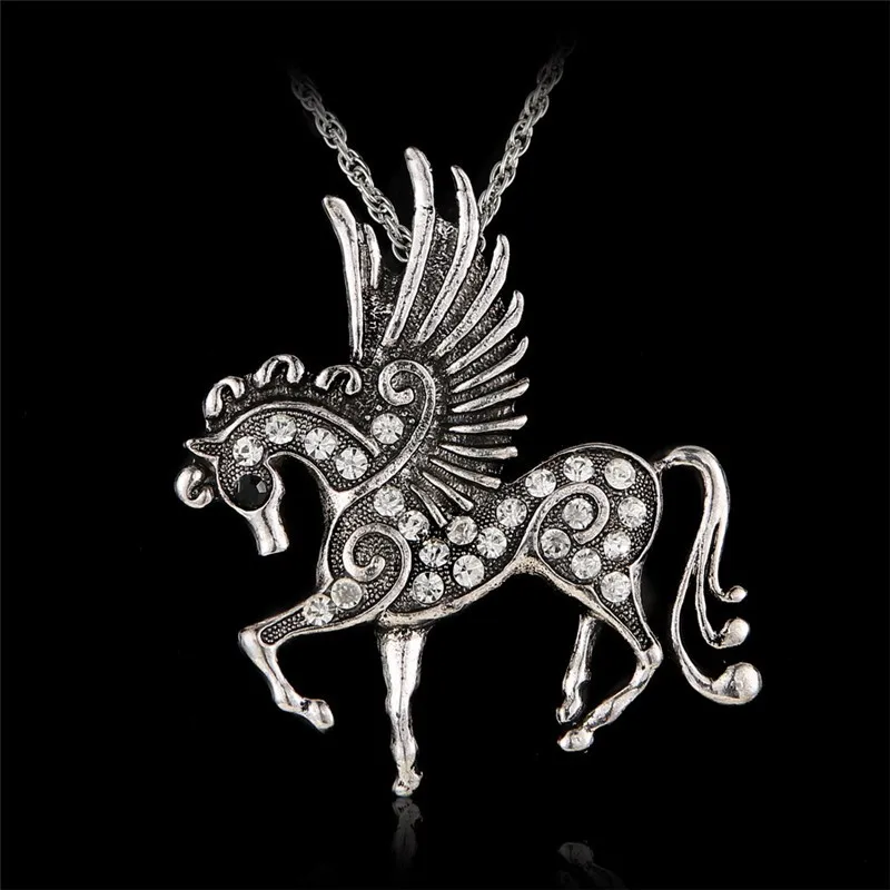 Ожерелье с подвеской Пегаса Летающая лошадь женское тайское серебряное ювелирное изделие винтажное ожерелье