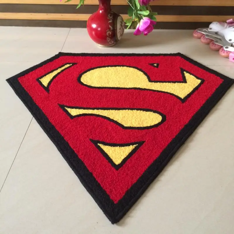 Custom Logo Superman Red And Yellow Black Ground Carpet Pad Jewel