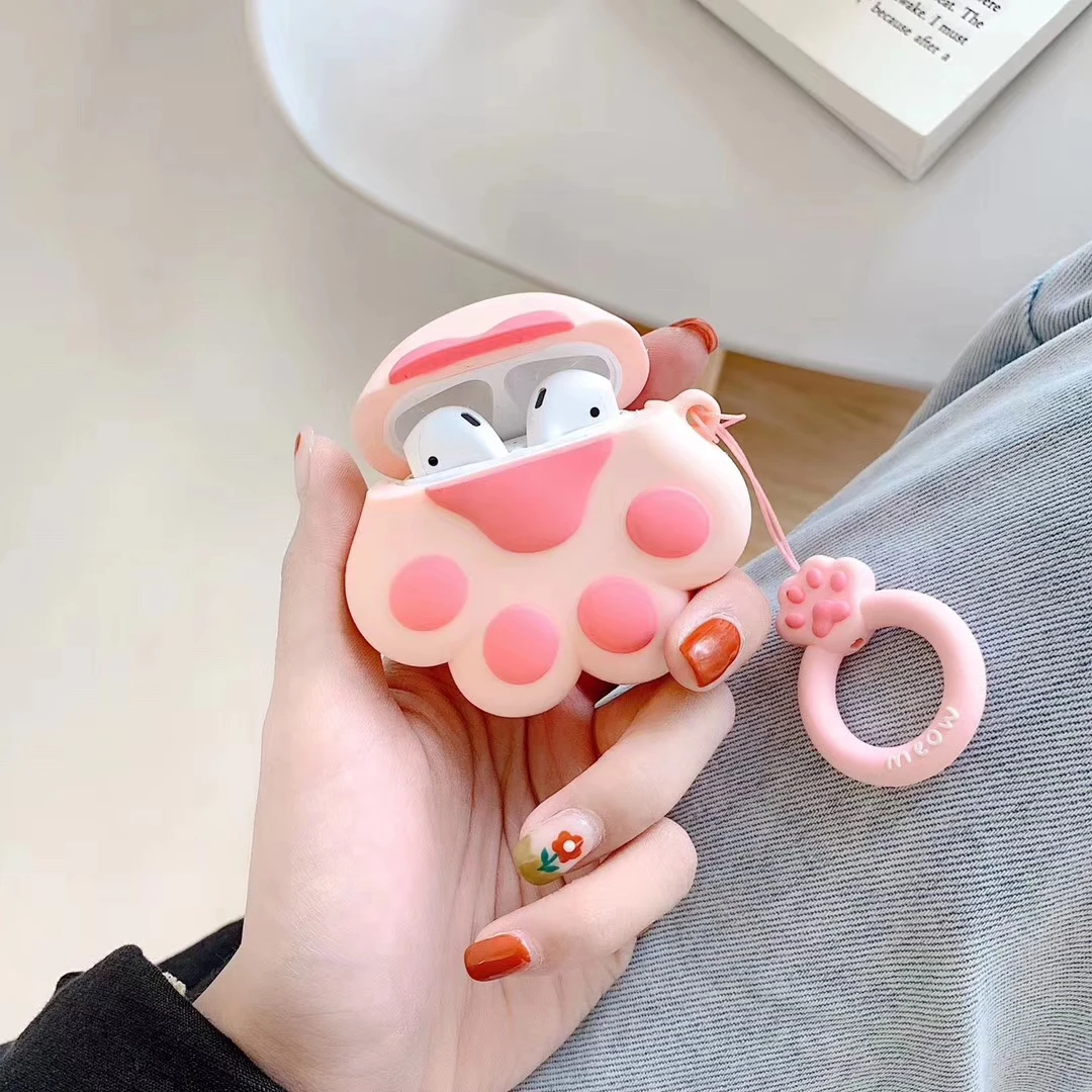 Супер милый чехол для наушников Airpods Bluetooth Забавный 3D Apple 2 защитный силиконовый