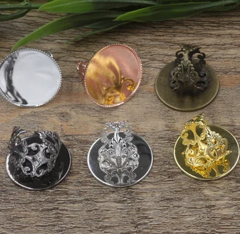 

100pcs Cabochon 25mm Round Pad ring blank Cameo Tray,Bronze/Gold/Silver Ring setting,Handmade DIY Zakka jewelry Finding