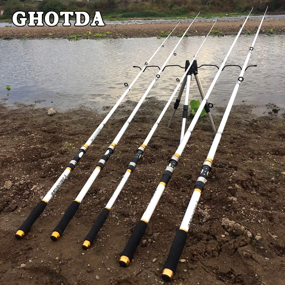 GHOTDA New Design White Spinning Fishing Rod FRP + Carbon Fiber