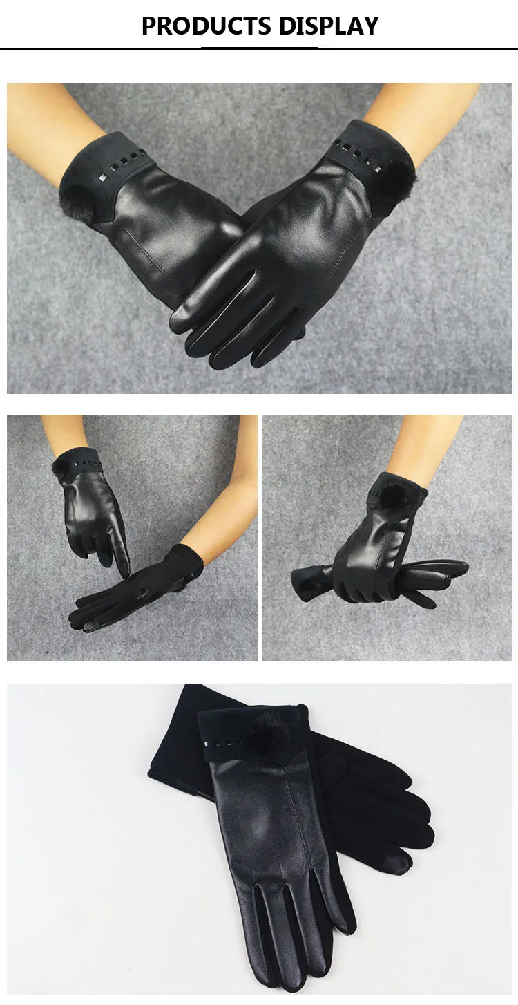 Longkeader,, искусственная кожа, перчатки для сенсорного экрана, женские, зимние, толстые, противоскользящие, Guantes, женские, элегантные, для вождения, варежки, G371