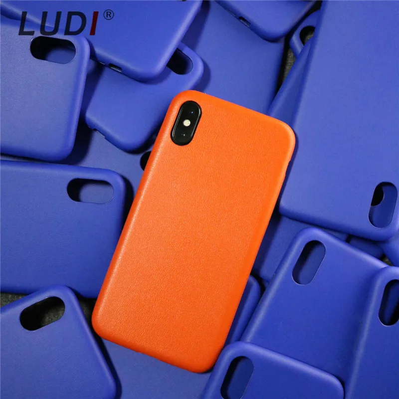 Buy LUDI Luxury Leather Plain Phone Case for iPhone XS