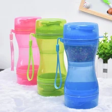 610 мл портативная ПЭТ бутылка для воды для собак Фидер для маленькой большой собаки путешествия щенок кошка Питьевая чаша Открытый диспенсер для воды двойная чашка