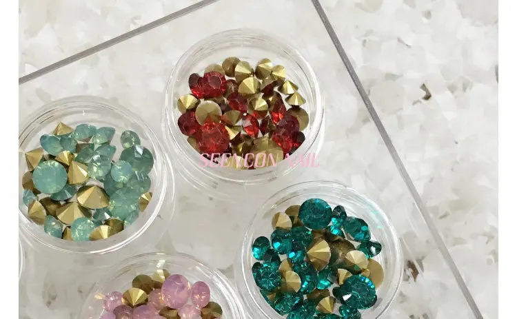 Vidro da Arte do Unha Diamante de Cristal Japanese Unha Moda Cores Aleatórias Mistura Pointy Volta Rhinestone Glitter Conjunto Art 12 9 mistura pointy volta vidro da arte do