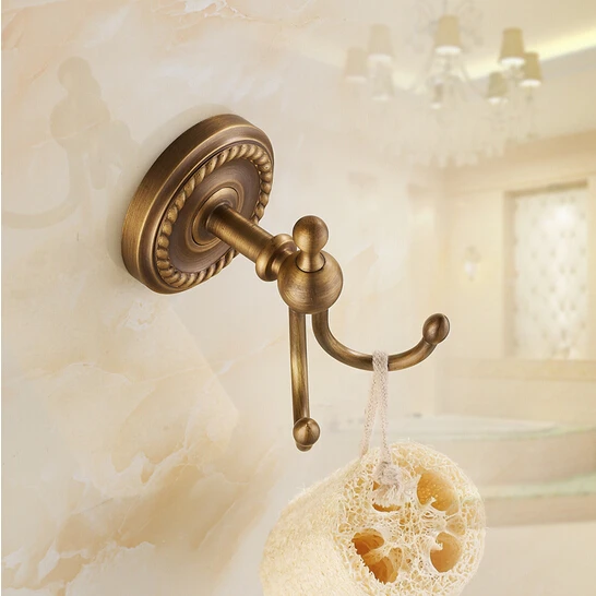Antique Brass Clothes Hook Wall Mounted Bathroom Accessories Robe Hooks