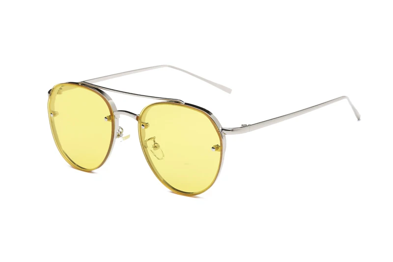 Солнцезащитные очки без оправы, женские брендовые дизайнерские ретро солнцезащитные очки, классические женские градиентные солнцезащитные очки, мужские винтажные очки, солнцезащитные очки es - Цвет линз: Clear Yellow