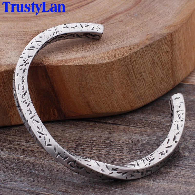 

TrustyLan Classic Open Bangle For Men Punk Personality Cuff Stainless Steel Mens Bracelets & Bangles Jewelry Gifts For Husband