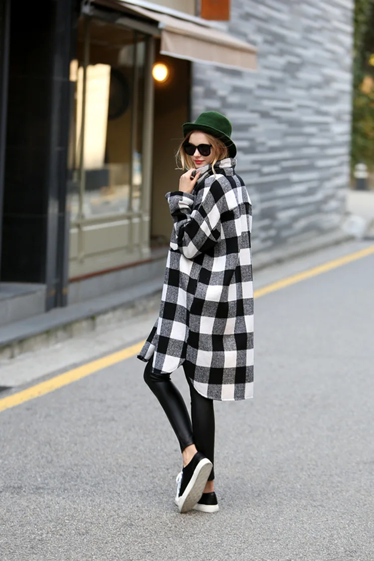 Autumn New Arrival Long Tops Flannel Plaid Shirt Women Plus Size Button Up Shirts Long Sleeve Casual Loose Cotton Blouse