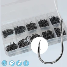 500 шт./кор. 3#-12#10 Размер Высокоуглеродистая сталь Карп Рыба Крючки колючие Iseama Черный рыболовный крючок с отверстием Осьминог рыболовные аксессуары