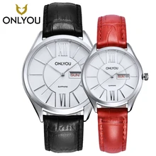 New Top Brand ONLYOU Fashion Women Watches Rose Gold Analog Date Display Lovers Watch Leather Watchband Quartz Wristwatch Clock
