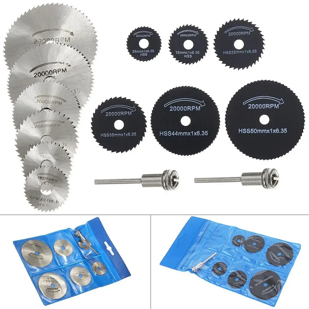 

14pcs/set HSS Circular Saw Blade Cutting Discs Rotary Metal Cutter Power Tool Kit with Connecting Shank Drill Mandrel