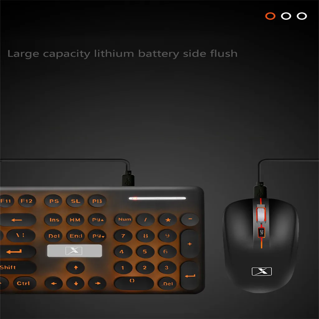 CARPIRE 2,4G Беспроводная игровая мышь, комбинированная круглая клавиатура, светодиодный, оптическая мышь для геймеров, мыши для дома и офиса, 90523
