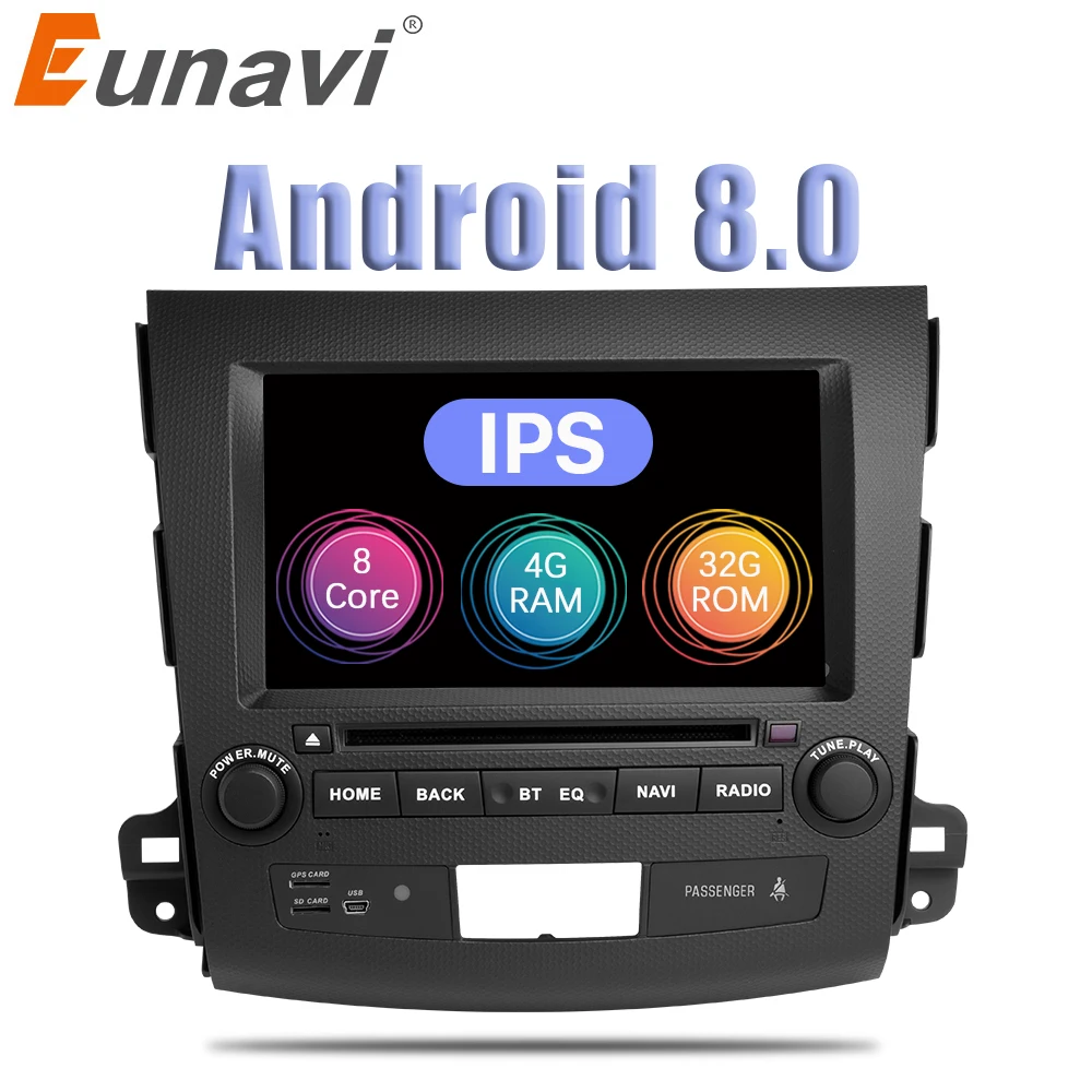 

Eunavi 7'' 2 din Android 8.0 Car DVD Radio player for Mitsubishi Outlander 2006-2012 Citroen C-Crosser Peugeot 4007 GPS Stereo