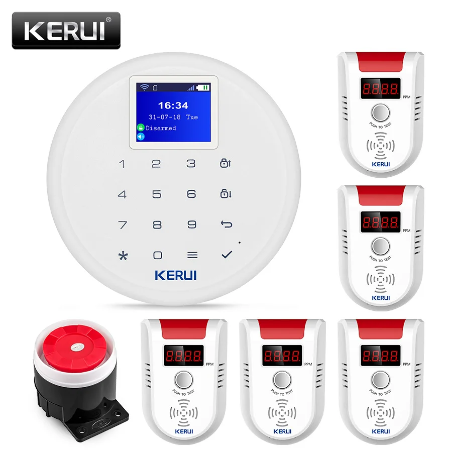 

KERUI W17 Wireless WiFi GSM Alarm System Home Security Natural Gas Detector Biogas Coal Gas Sensor Alarm Kit for Kitchen