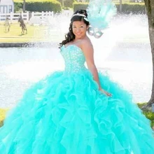 Платья для девочек Auqa, пышные платья с серебряными кристаллами и оборками, милая одежда на день рождения 16 лет, корсет с рукавами-крылышками на спине, милая одежда на заказ