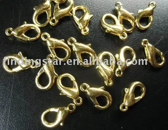 

FREE SHIPPING 500PCS Gold Color Plated Lobster Parrot Clasps 12mm
