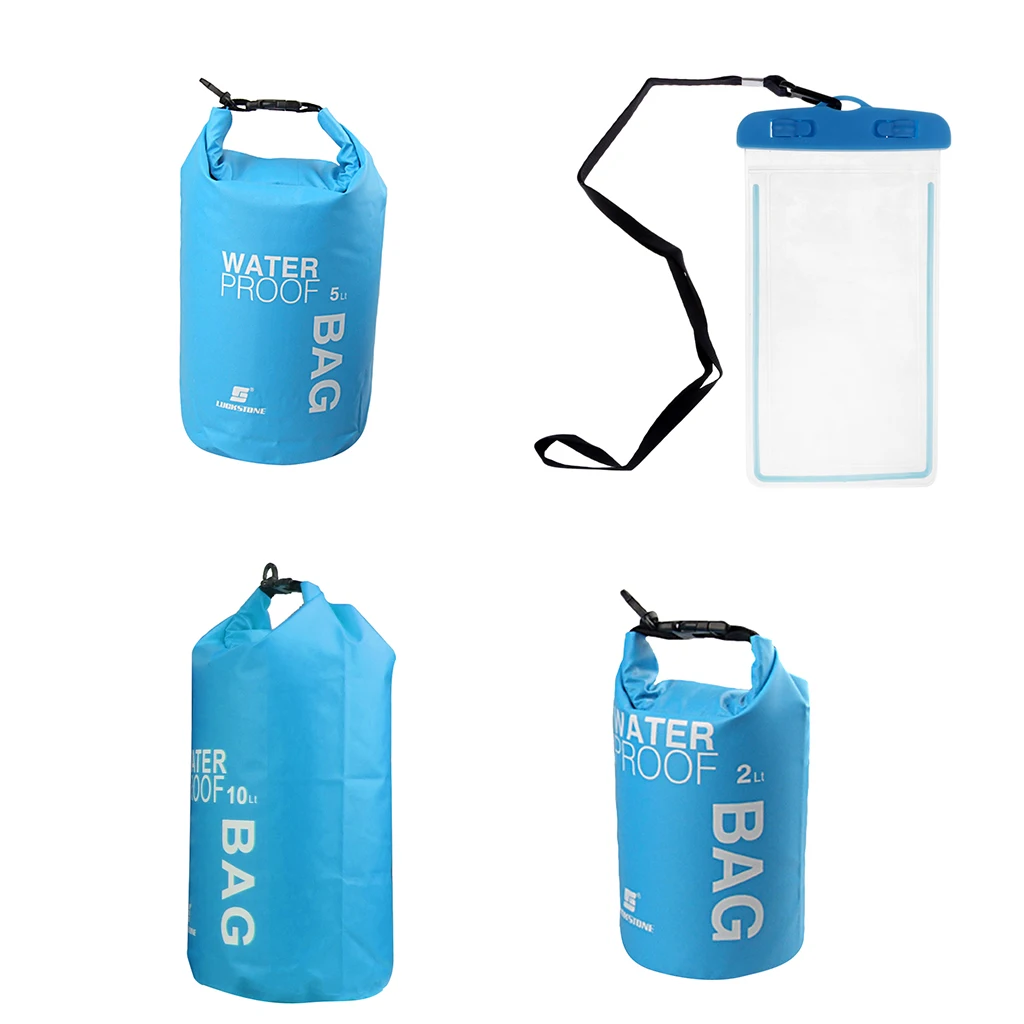 10L 5L 2L Waterproof Dry Bag& Phone Pocket Storage Gear Sack Wet Dry Bag Backpack Kayak Duffel Cellphone Pouch - Цвет: Blue 10L 5L 2L Wate