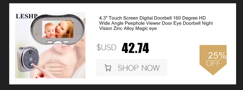 Высокое разрешение 2,4 дюймов ЖК Видео-глаз визуальный монитор 100 градусов угол обзора беспроводной дверной глазок камера Белый видео глазок