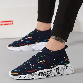 

Slip On Men Casaul Shoes Spring Autumn Breathable Comfort Unisex Couple Footear Hot Sale Fly Weave Adult Sneakers Men