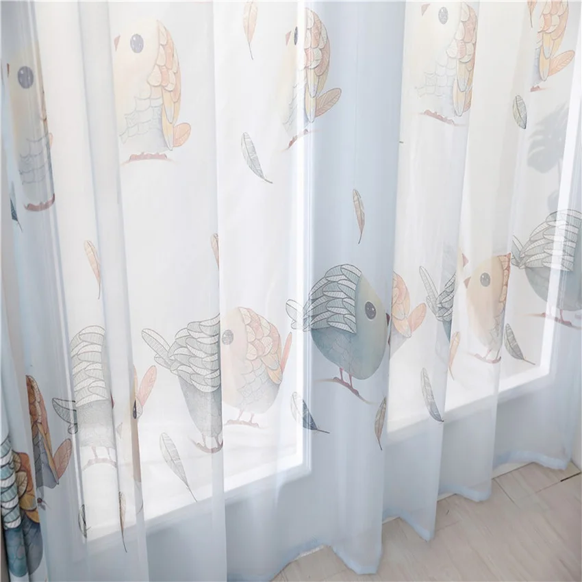 Милый дом птица печати шторы для маленьких детей Детская комната мультфильм простой современный французский лечение окна Cortina M078C