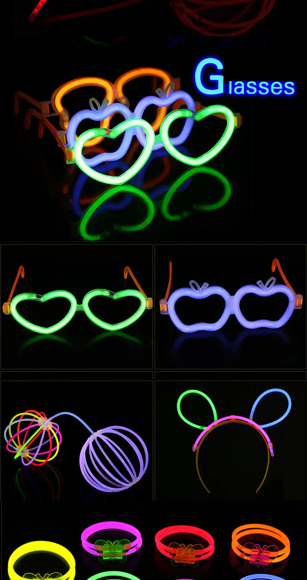 420 шт светодиодная осветительная палочка светящаяся палочка браслет ожерелье аксессуары многоцветный светящаяся палочка праздничные вечерние Детские люминесцентные игрушки