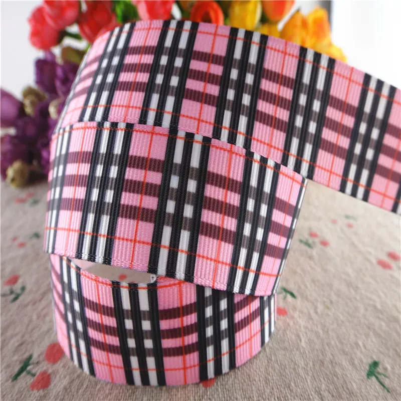 18032210 1" 25mm or 1.5" 38mm 5 yards/lot lattice printed grosgrain ribbons grid ribbon DIY handmade materials ribbon decoration ribbon supplies grosgrain ribbon