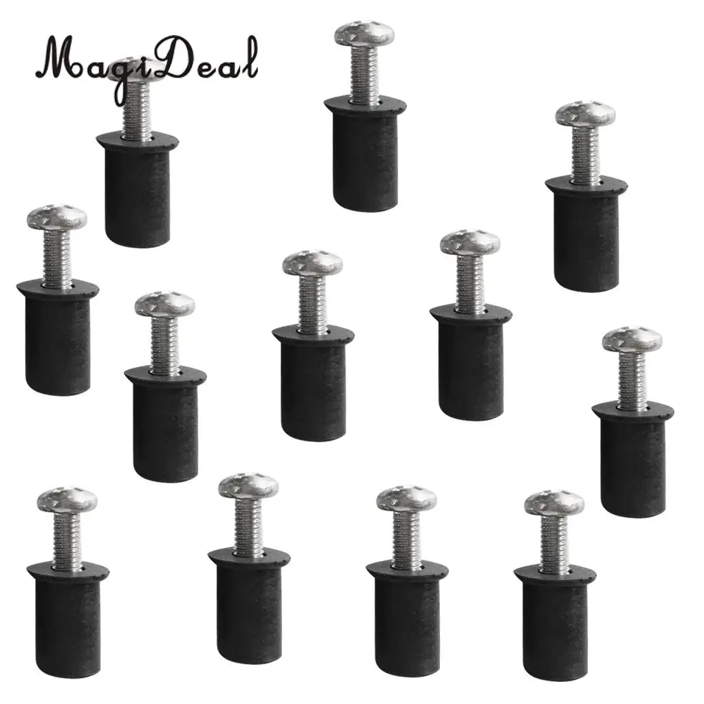 MagiDeal Durable 12Pc Marine M4/5/6 Rubber Well Nut Kit Stainless Steel Screw for Kayak Canoe Inflatable Fishing Boat Dinghy Acc