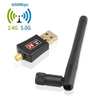 

600Mbps 5Ghz 2.4Ghz Wireless Adapter Usb WIFI Rceiver Wireless USB Dongle For Computer Laptop Wifi Antenna USB Rotatable Antenna